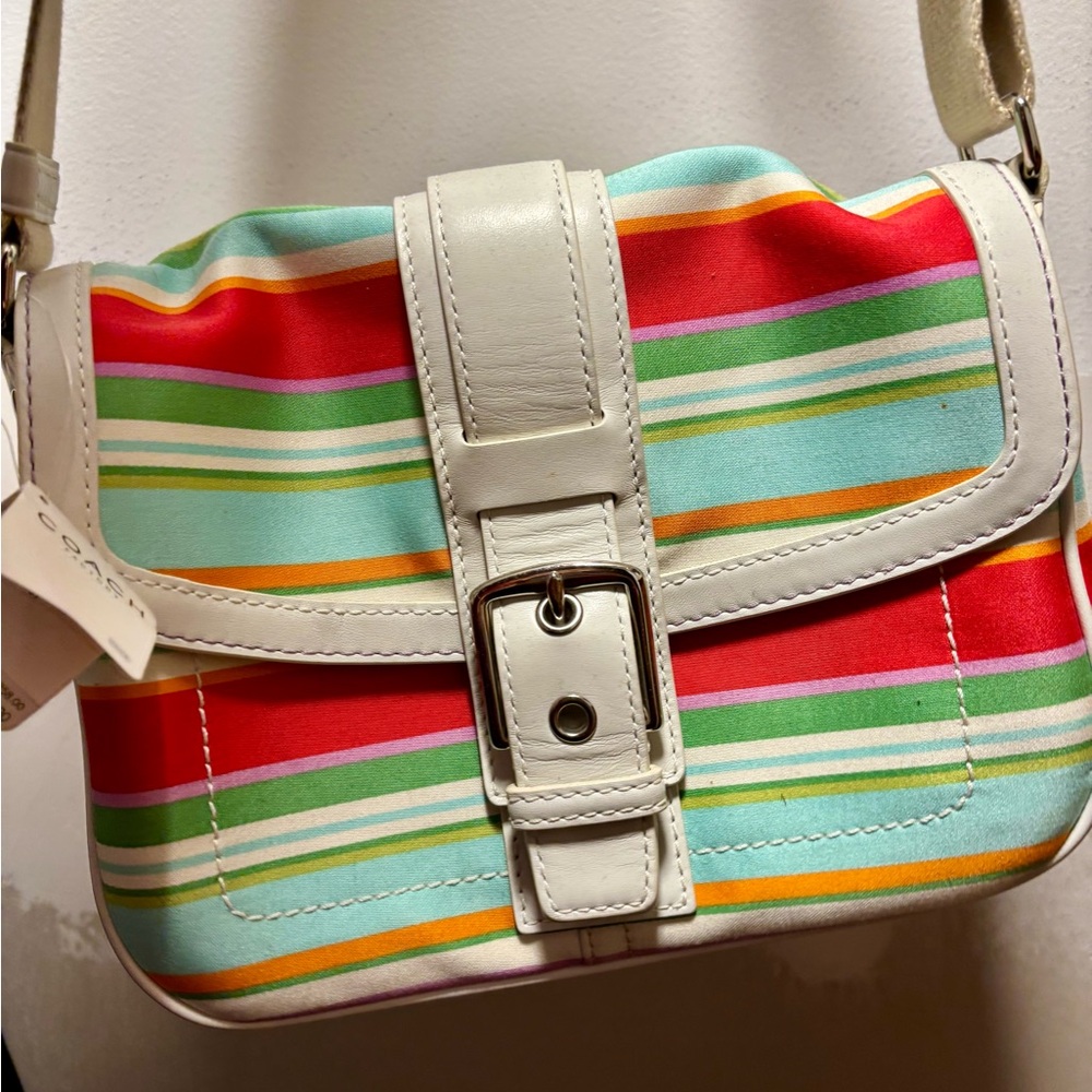 Vintage Coach Striped Shoulder Bag